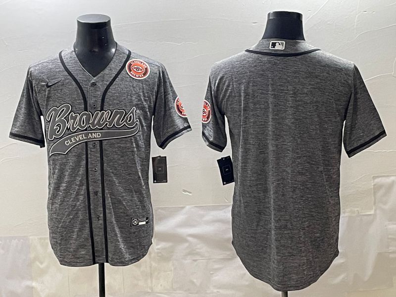 Men 2025 Cleveland Browns Blank Grey Joint Name Nike Limited NFL Jersey style 4->cincinnati reds->MLB Jersey